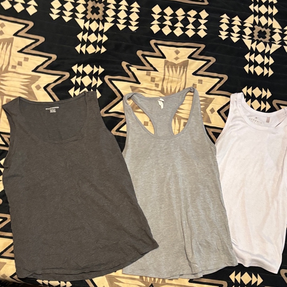 Women's Sleeveless Tank Top Set - Gray, White, Brown
